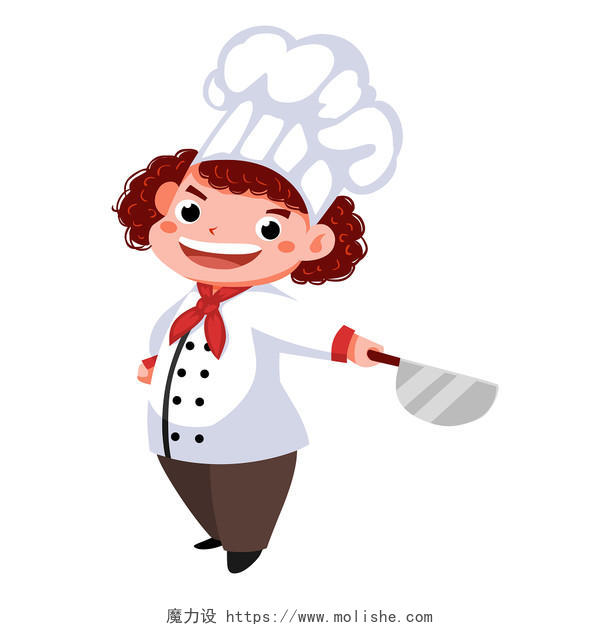 手绘Q版卡通女厨师原创人物素材